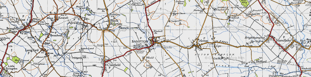 Old map of Bampton in 1947