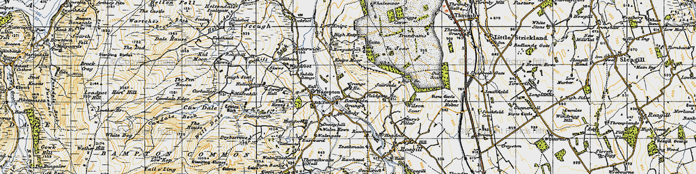 Old map of Bampton Grange in 1947