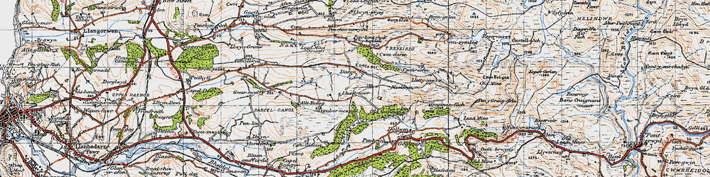 Old map of Afon Melindwr in 1947