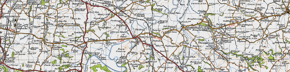 Old map of Bangor on Dee in 1947