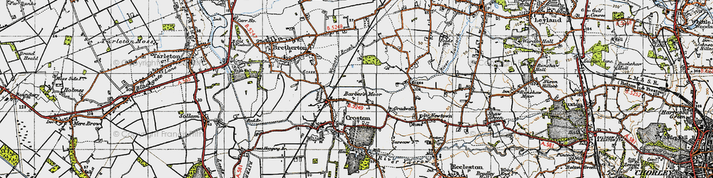 Old map of Barber's Moor in 1947