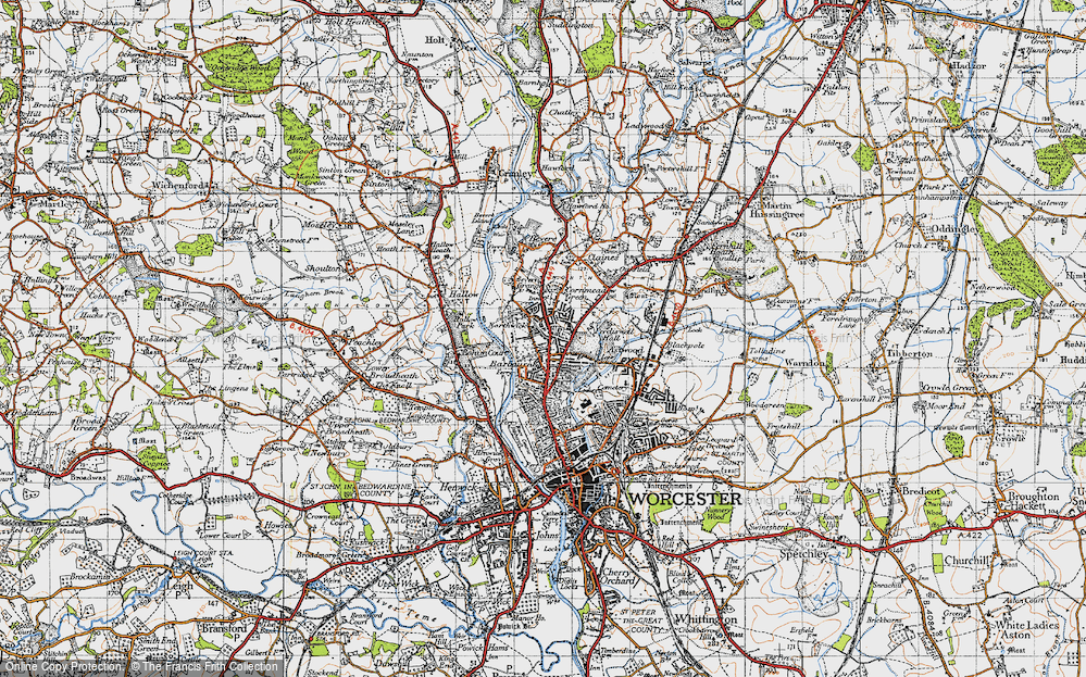 Old Map of Barbourne, 1947 in 1947
