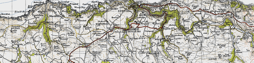 Old map of Barbrook in 1946