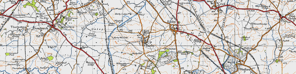 Old map of Braunston Cleves in 1946