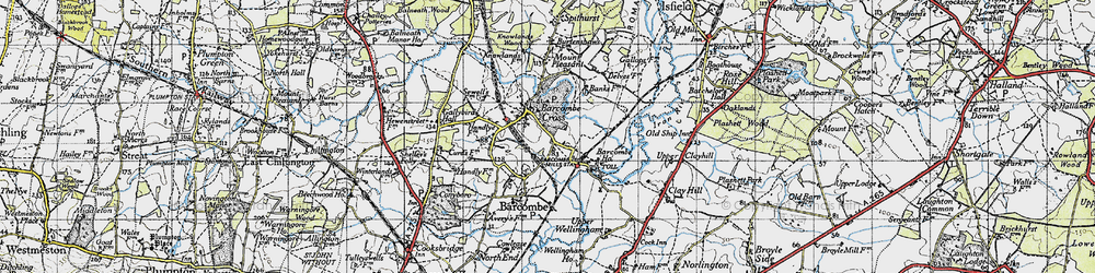 Old map of Barcombe Cross in 1940