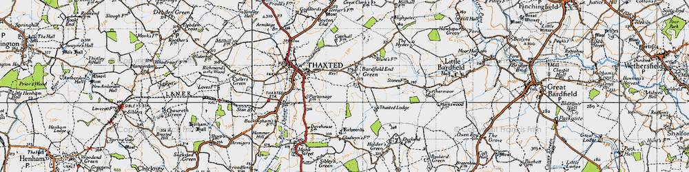 Old map of Bardfield End Green in 1946