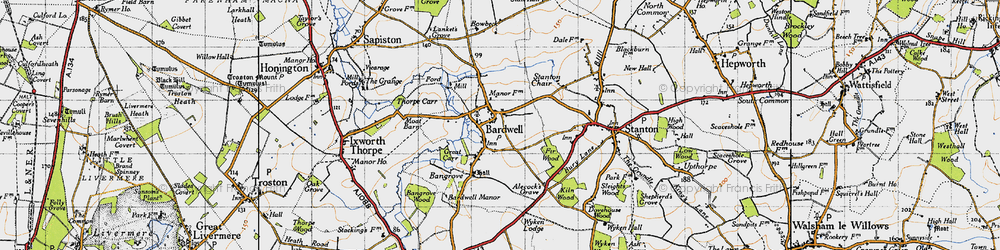 Old map of Bardwell in 1946
