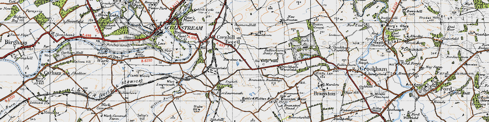 Old map of Bareless in 1947