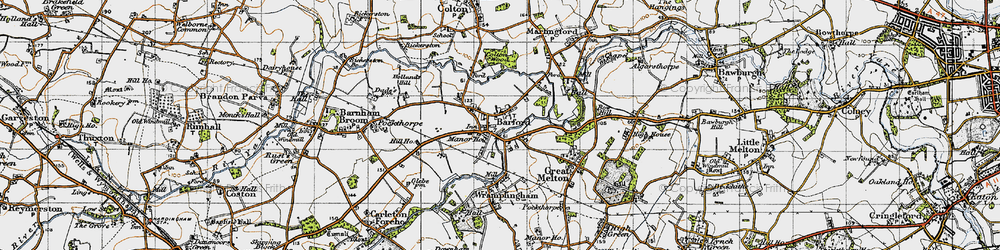 Old map of Barford in 1945