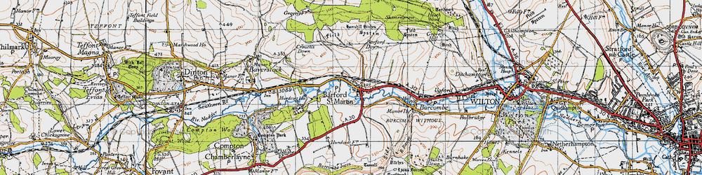 Old map of Barford St Martin in 1940