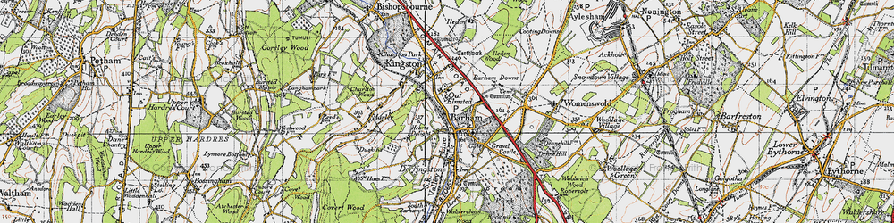 Old map of Barham in 1947