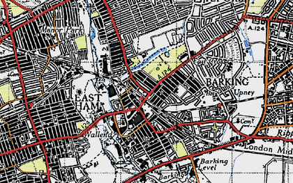 Old map of Barking in 1946