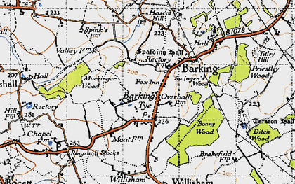 Old map of Barking Tye in 1946