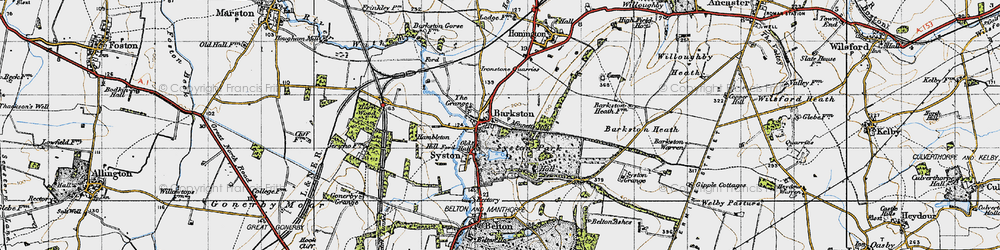 Old map of Barkston Granges in 1946