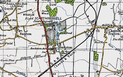 Old map of Barkston Ash in 1947
