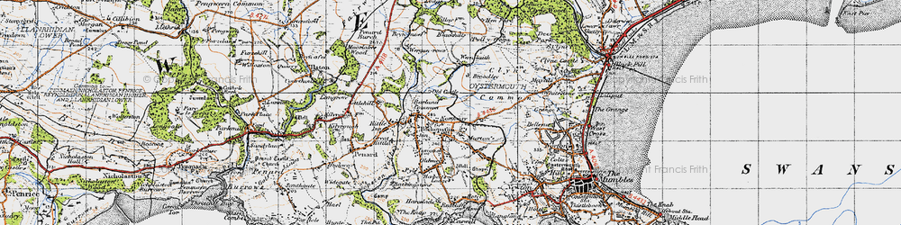 Old map of Barland Common in 1947
