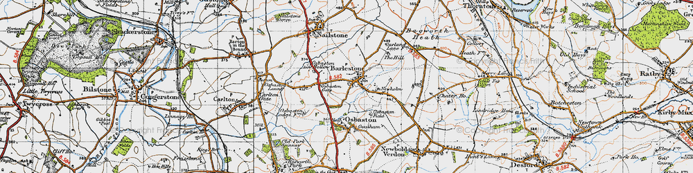 Old map of Barlestone in 1946