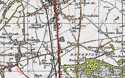 Old map of Barley Mow in 1947