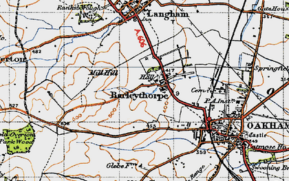 Old map of Barleythorpe in 1946