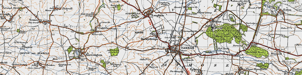 Old map of Barleythorpe in 1946