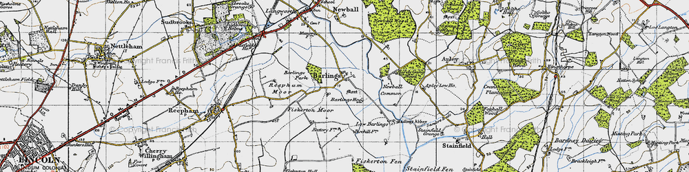 Old map of Barlings in 1947