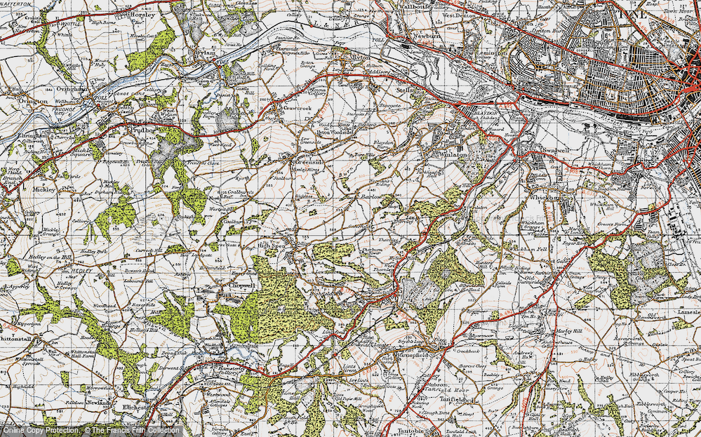 Old Map of Barlow, 1947 in 1947