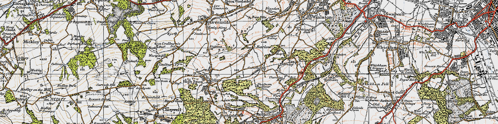 Old map of Barlow Burn in 1947