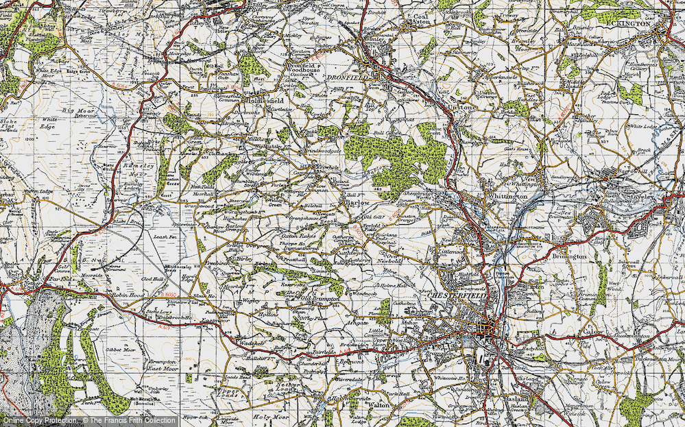 Old Map of Historic Map covering Barlow Brook in 1947
