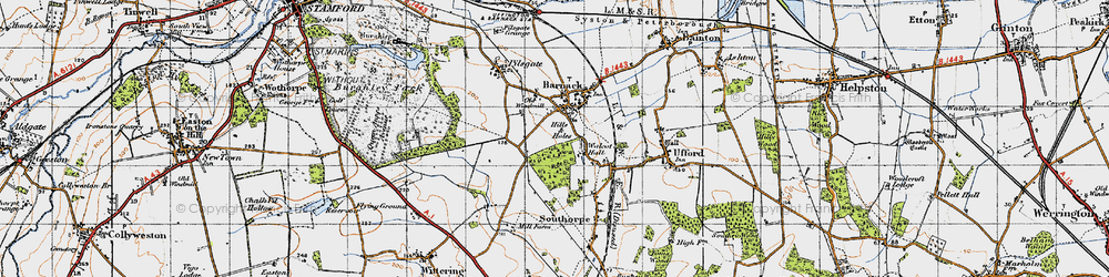 Old map of Barnack in 1946