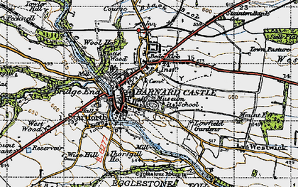 Old map of Barnard Castle in 1947