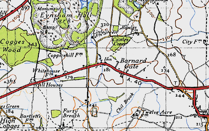 Old map of Barnard Gate in 1946