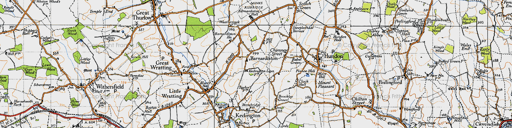 Old map of Barnardiston in 1946