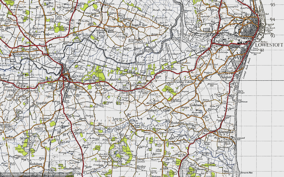 Old Map of Historic Map covering Barnby Broad in 1946