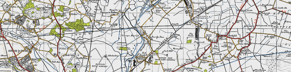 Old map of Barnby Dun in 1947
