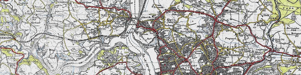 Old map of Barne Barton in 1946