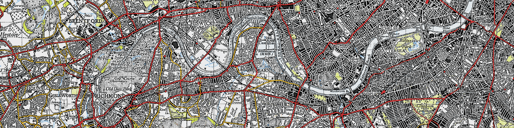 Old map of Barnes Common in 1945