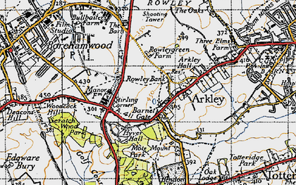 Old map of Barnet Gate in 1946