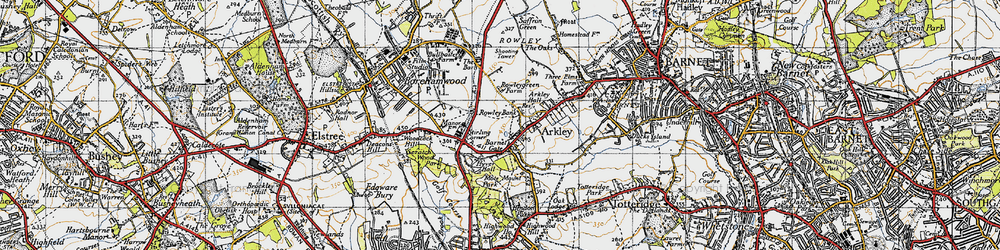 Old map of Barnet Gate in 1946