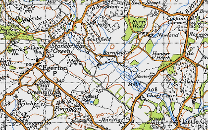 Old map of Barnfield in 1940