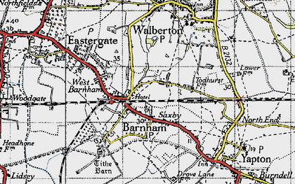 Old map of Barnham in 1945