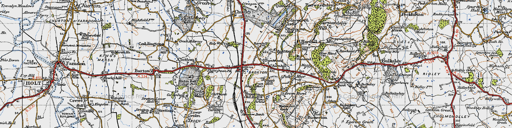 Old map of Broxton Old Hall in 1947