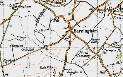Old map of Barningham in 1946