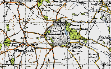 Old map of Barningham Hall in 1945