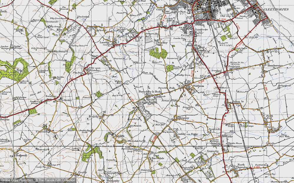 Old Map of Historic Map covering Bedlam Hill in 1946