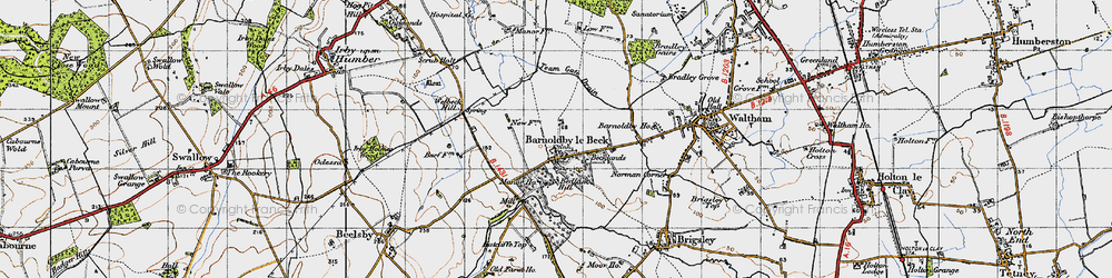 Old map of Barnoldby le Beck in 1946