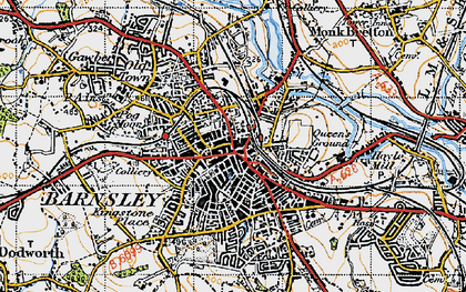 Old map of Barnsley in 1947