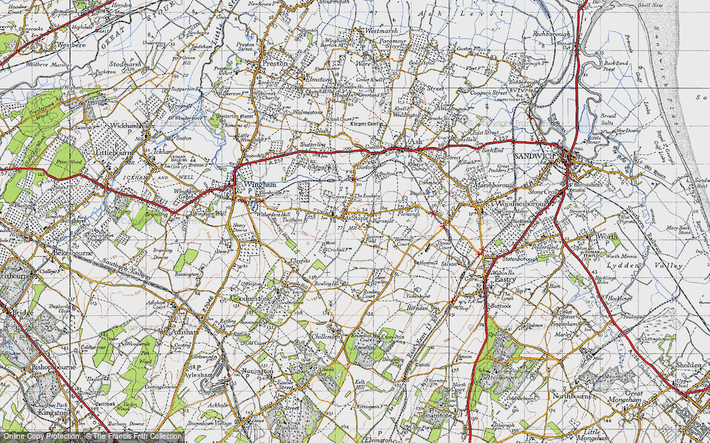 Old Map of Barnsole, 1947 in 1947