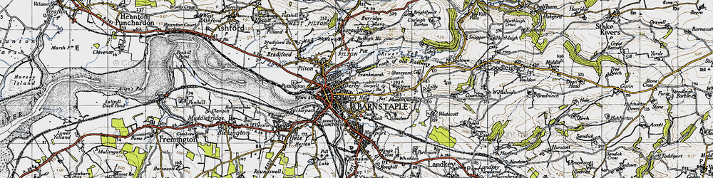 Old map of Barnstaple in 1946