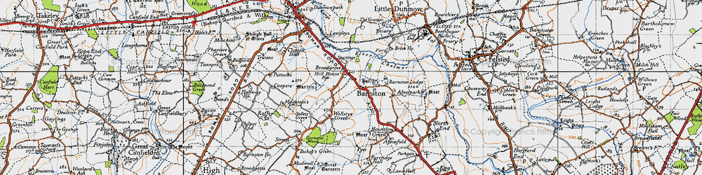 Old map of Barnston in 1946