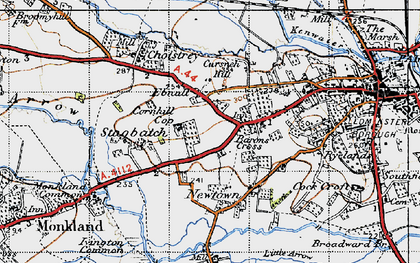 Old map of Barons' Cross in 1947